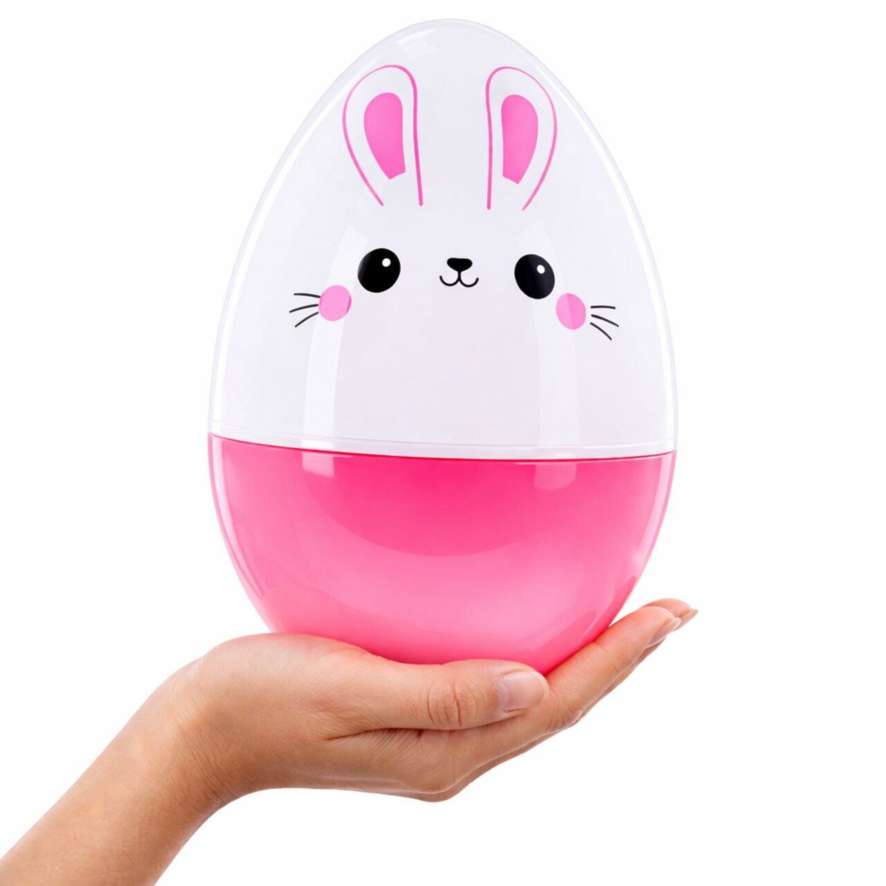 Large Bunny Giant Jumbo Size White and Pink Plastic Easter Egg 10 Inches